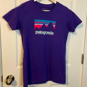 Patagonia ‘regular fit’ purple multicolored graphic tee sz S